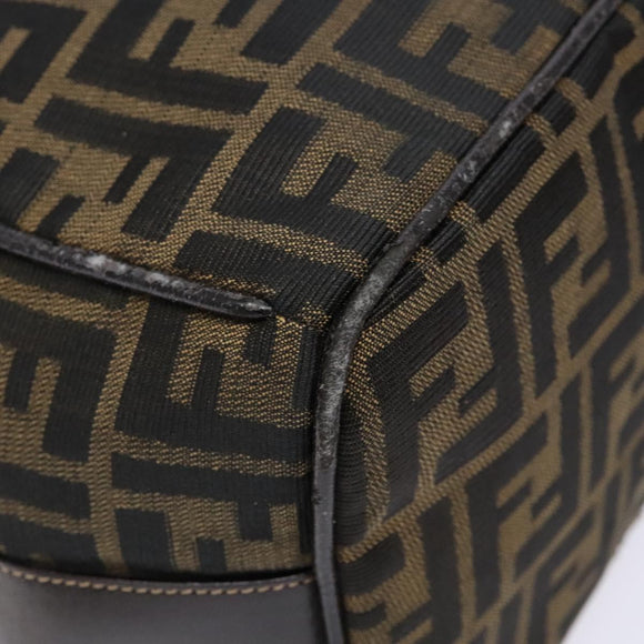 FENDI Zucca Canvas Vanity Pouch Black Brown Auth 139093