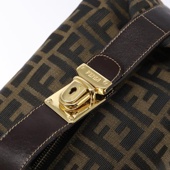 FENDI Zucca Canvas Vanity Pouch Black Brown Auth 139093
