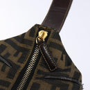 FENDI Zucca Canvas Vanity Pouch Black Brown Auth 139093-18