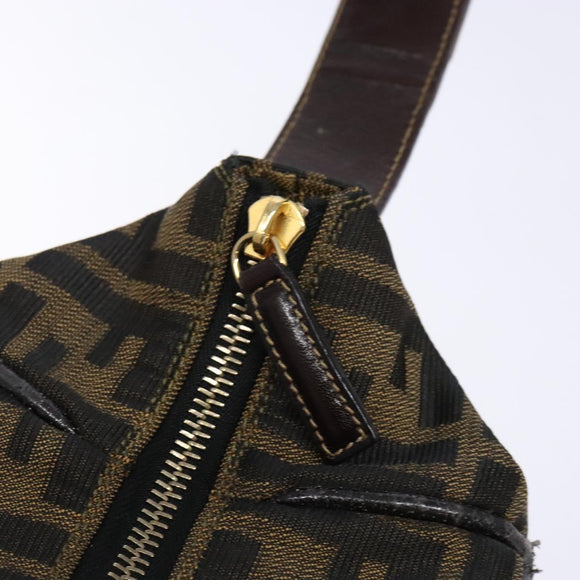 FENDI Zucca Canvas Vanity Pouch Black Brown Auth 139093