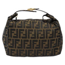 FENDI Zucca Canvas Vanity Pouch Black Brown Auth 139093-13