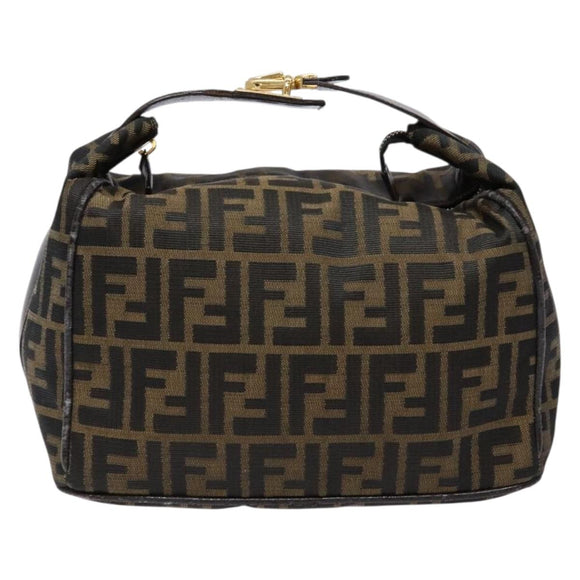 FENDI Zucca Canvas Vanity Pouch Black Brown Auth 139093