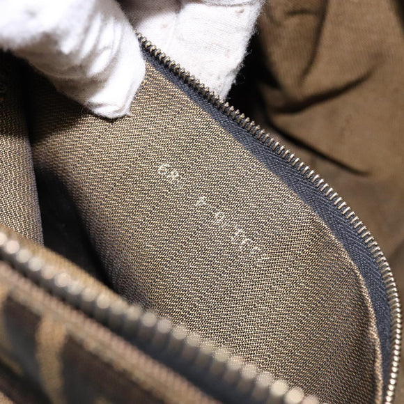 FENDI Zucca Canvas Vanity Pouch Black Brown Auth 139093