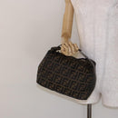 FENDI Zucca Canvas Vanity Pouch Black Brown Auth 139093-22