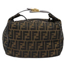 FENDI Zucca Canvas Vanity Pouch Black Brown Auth 139093-2