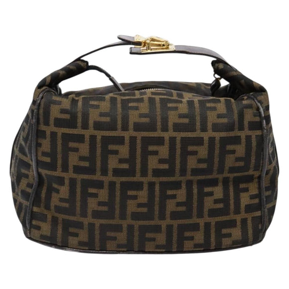 FENDI Zucca Canvas Vanity Pouch Black Brown Auth 139093