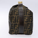 FENDI Zucca Canvas Vanity Pouch Black Brown Auth 139093-4