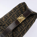 FENDI Zucca Canvas Vanity Pouch Black Brown Auth 139093-6