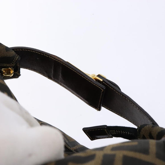 FENDI Zucca Canvas Vanity Pouch Black Brown Auth 139093