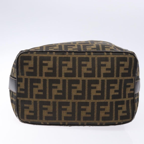 FENDI Zucca Canvas Vanity Pouch Black Brown Auth 139093