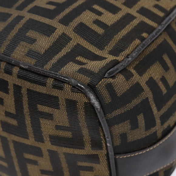FENDI Zucca Canvas Vanity Pouch Black Brown Auth 139093