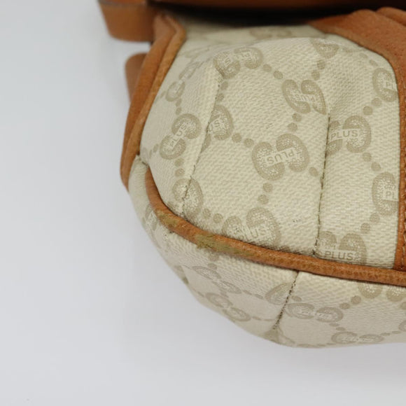 GUCCI GG Plus Supreme Shoulder Bag PVC Beige Gold Auth 139096