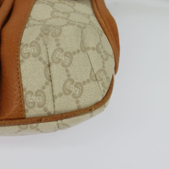 GUCCI GG Plus Supreme Shoulder Bag PVC Beige Gold Auth 139096