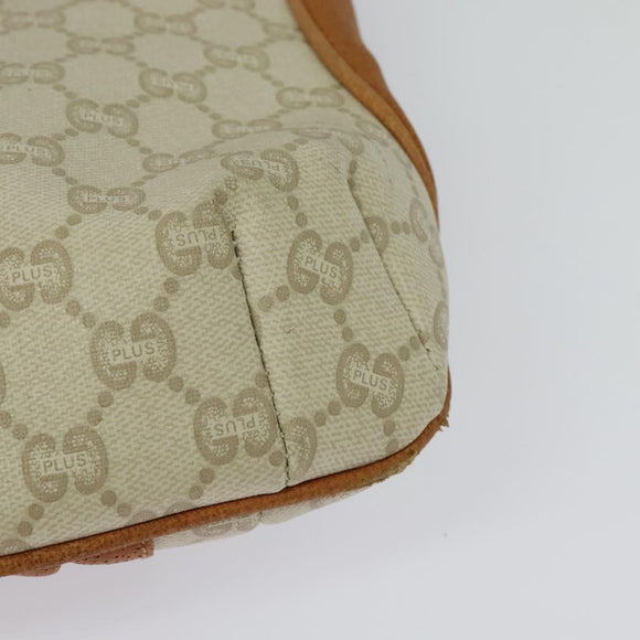 GUCCI GG Plus Supreme Shoulder Bag PVC Beige Gold Auth 139096