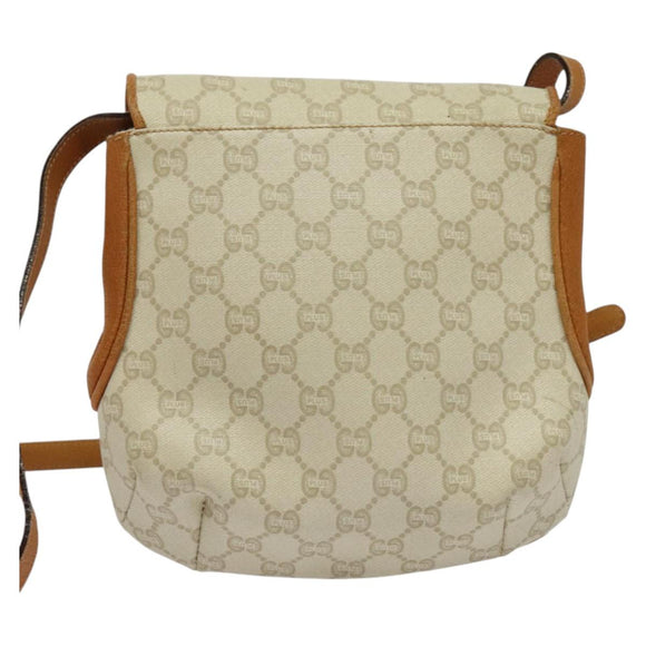 GUCCI GG Plus Supreme Shoulder Bag PVC Beige Gold Auth 139096