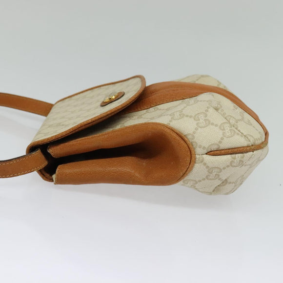 GUCCI GG Plus Supreme Shoulder Bag PVC Beige Gold Auth 139096