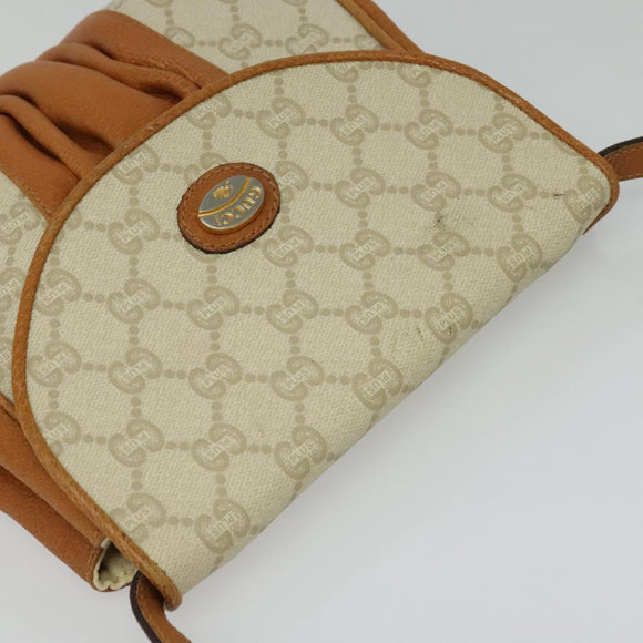 GUCCI GG Plus Supreme Shoulder Bag PVC Beige Gold Auth 139096