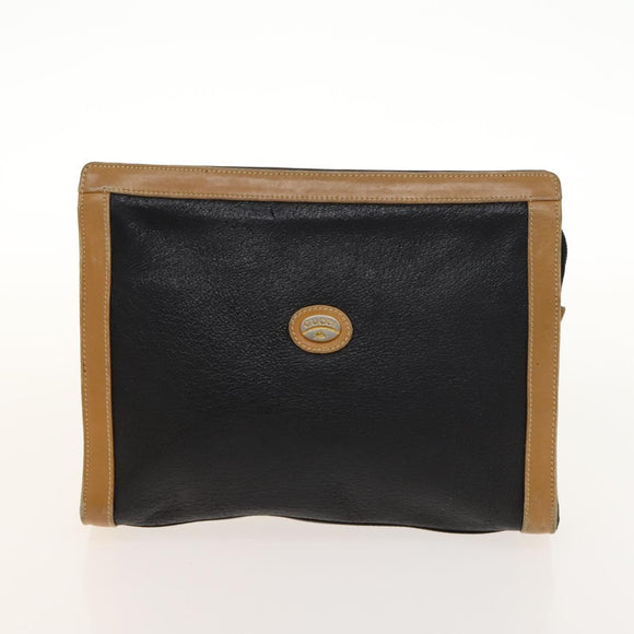 GUCCI GG Canvas Web Sherry Line Bag Leather 2Set Beige Black Auth 139097