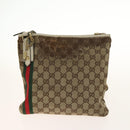 GUCCI GG Canvas Web Sherry Line Bag Leather 2Set Beige Black Auth 139097-2