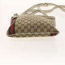 GUCCI GG Canvas Web Sherry Line Bag Leather 2Set Beige Black Auth 139097-7