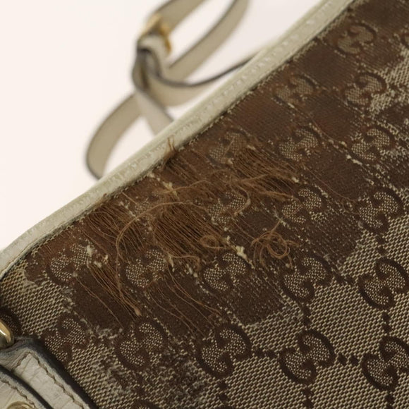 GUCCI GG Canvas Web Sherry Line Bag Leather 2Set Beige Black Auth 139097