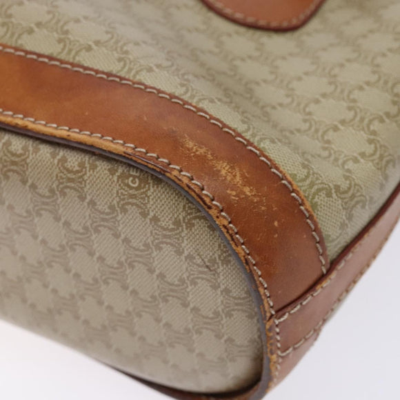 CELINE Macadam Canvas Tote Bag Beige Gold Auth 139102
