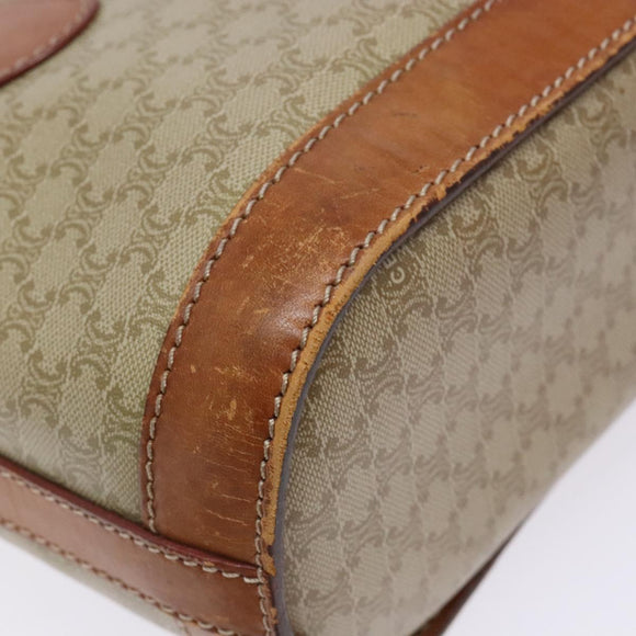 CELINE Macadam Canvas Tote Bag Beige Gold Auth 139102