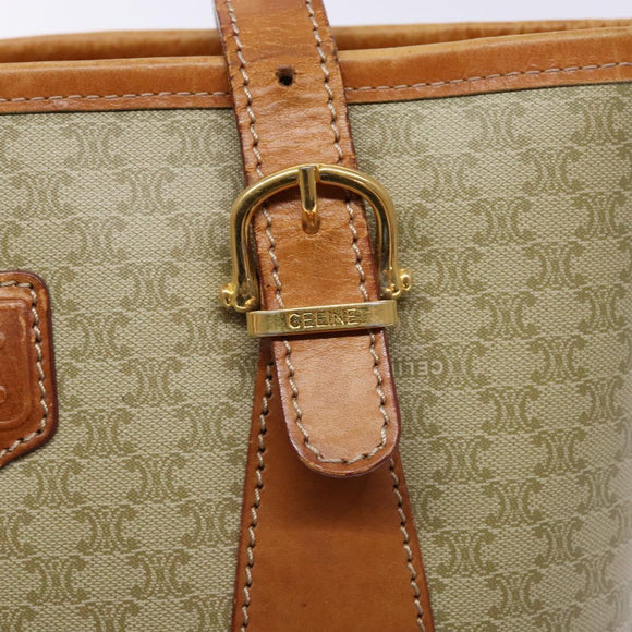 CELINE Macadam Canvas Tote Bag Beige Gold Auth 139102