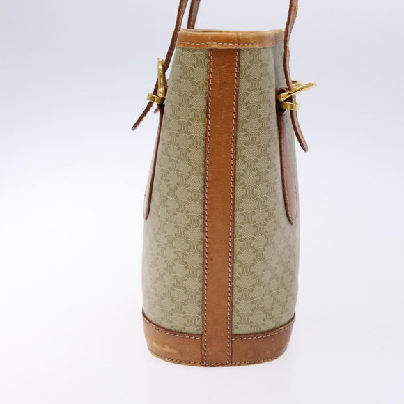 CELINE Macadam Canvas Tote Bag Beige Gold Auth 139102