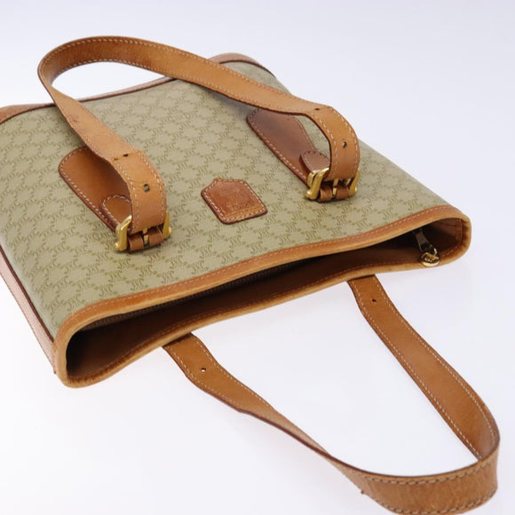 CELINE Macadam Canvas Tote Bag Beige Gold Auth 139102