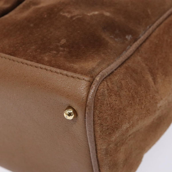 GUCCI Bamboo Hand Bag Suede 2way Brown Gold 000 123 0316 Auth 139104