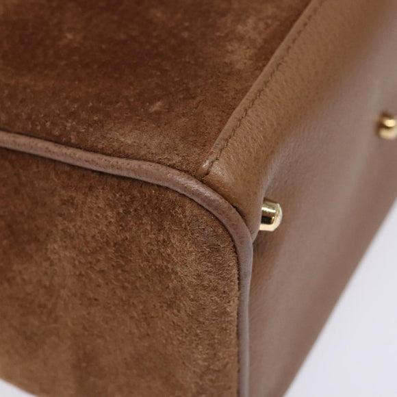 GUCCI Bamboo Hand Bag Suede 2way Brown Gold 000 123 0316 Auth 139104