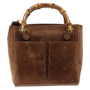 GUCCI Bamboo Hand Bag Suede 2way Brown Gold 000 123 0316 Auth 139104-13