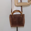GUCCI Bamboo Hand Bag Suede 2way Brown Gold 000 123 0316 Auth 139104-23