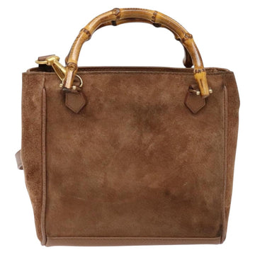 GUCCI Bamboo Hand Bag Suede 2way Brown Gold 000 123 0316 Auth 139104 - 0