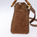 GUCCI Bamboo Hand Bag Suede 2way Brown Gold 000 123 0316 Auth 139104-4