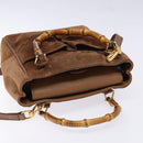 GUCCI Bamboo Hand Bag Suede 2way Brown Gold 000 123 0316 Auth 139104-6