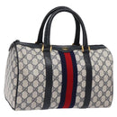 GUCCI GG Supreme Sherry Line Hand Bag PVC Navy Gold Red 58 02 007 Auth 139106-1