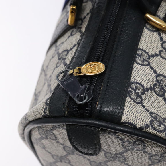 GUCCI GG Supreme Sherry Line Hand Bag PVC Navy Gold Red 58 02 007 Auth 139106