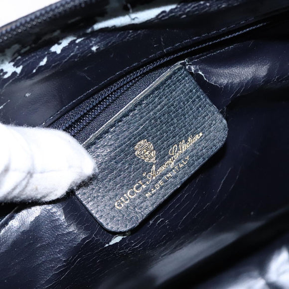 GUCCI GG Supreme Sherry Line Hand Bag PVC Navy Gold Red 58 02 007 Auth 139106