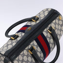 GUCCI GG Supreme Sherry Line Hand Bag PVC Navy Gold Red 58 02 007 Auth 139106-6