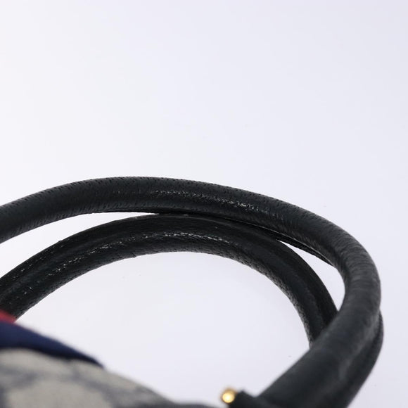GUCCI GG Supreme Sherry Line Hand Bag PVC Navy Gold Red 58 02 007 Auth 139106