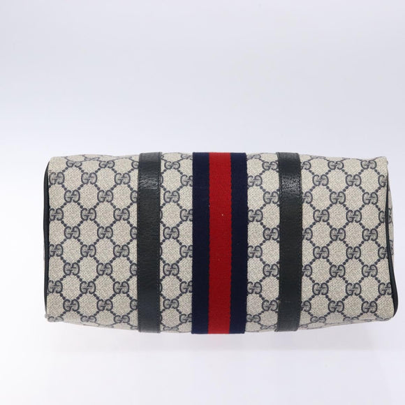 GUCCI GG Supreme Sherry Line Hand Bag PVC Navy Gold Red 58 02 007 Auth 139106