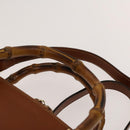 GUCCI Bamboo Hand Bag Leather 2way Brown Gold 000 122 0290 Auth 139126-15