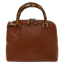 GUCCI Bamboo Hand Bag Leather 2way Brown Gold 000 122 0290 Auth 139126-13