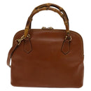 GUCCI Bamboo Hand Bag Leather 2way Brown Gold 000 122 0290 Auth 139126-2