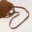 GUCCI Bamboo Hand Bag Leather 2way Brown Gold 000 122 0290 Auth 139126-7