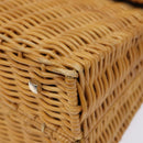 Salvatore Ferragamo Gancini Hand Bag Wicker Beige Gold Auth 139130V-10