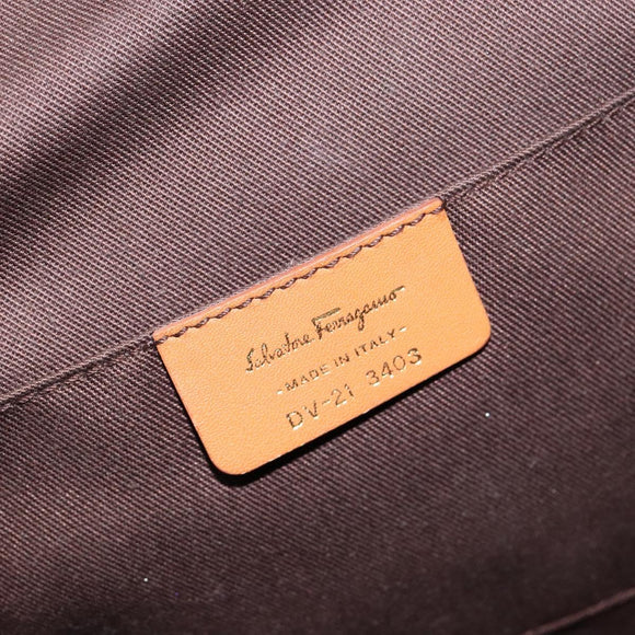 Salvatore Ferragamo Gancini Hand Bag Wicker Beige Gold Auth 139130V