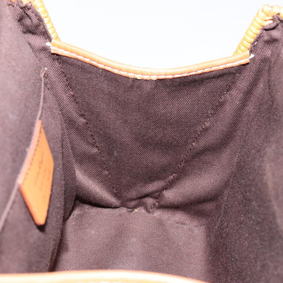 Salvatore Ferragamo Gancini Hand Bag Wicker Beige Gold Auth 139130V